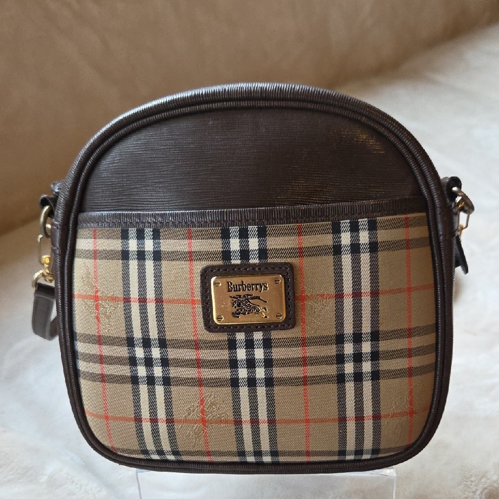 Burberry Beige and Brown Checkered Crossbody Bag - Picture 1 of 11